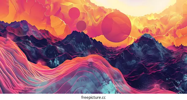 Abstract Mountain Landscape with Vivid Colors
