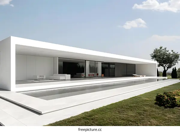 Modern Minimalist House with Infinity Pool and Lush Greenery
