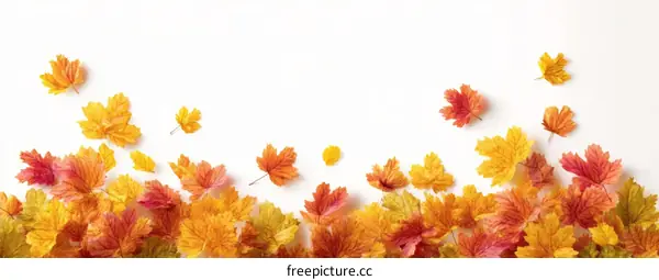 Autumn Leaves Arrangement on White Background