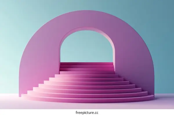 Abstract Pink Archway Steps Illustration