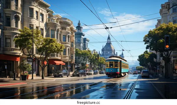 Cable car on the streets of San Francisco