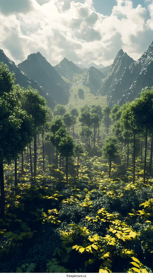 Mountainous Forest Landscape With Lush Greenery