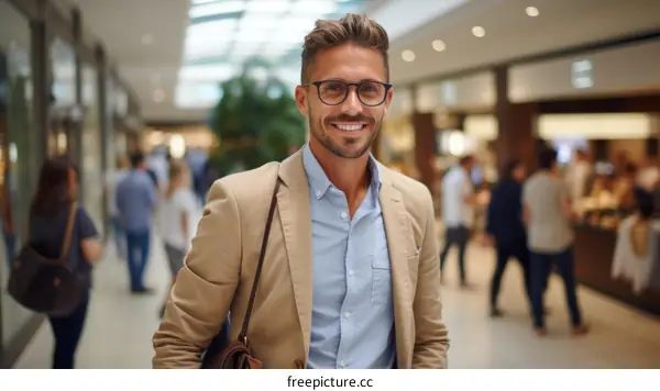 Portrait of a smiling young professional in a shopping mall