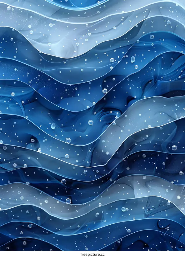 Blue and white abstract waves painting