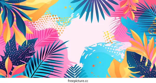 Tropical Leaves Summer Background Design