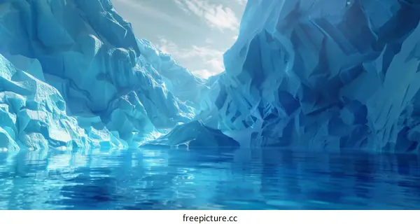 Serene Ice Cave with Water