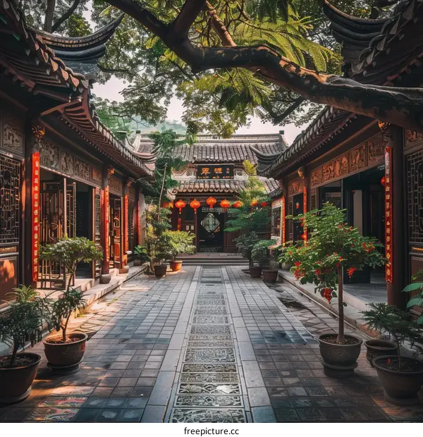 Courtyard with traditional chinese architecture