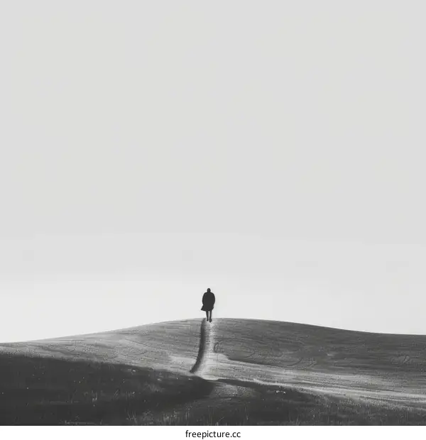 Solitary Figure on a Bleak Hilltop