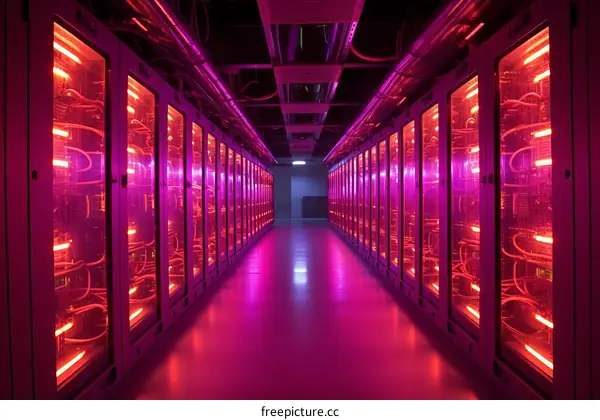 Server Room with Numerous Server Racks