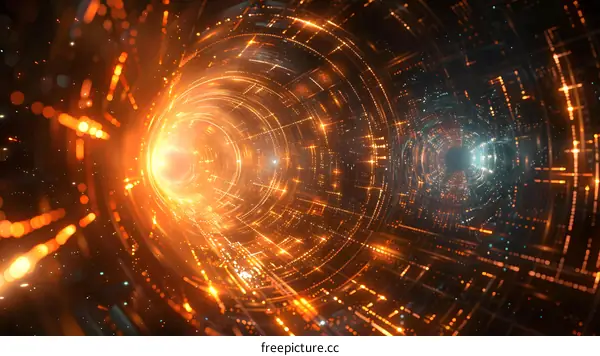 Orange and Blue Digital Tunnel