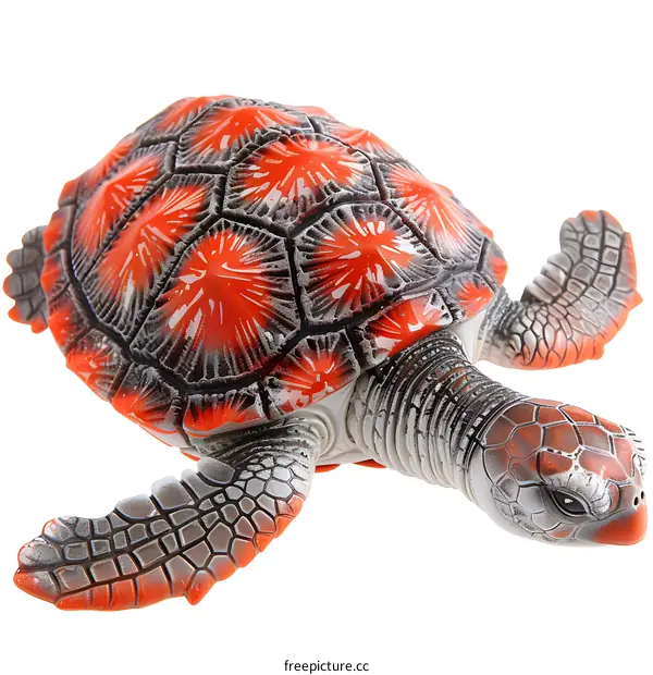 A red and gray turtle figurine
