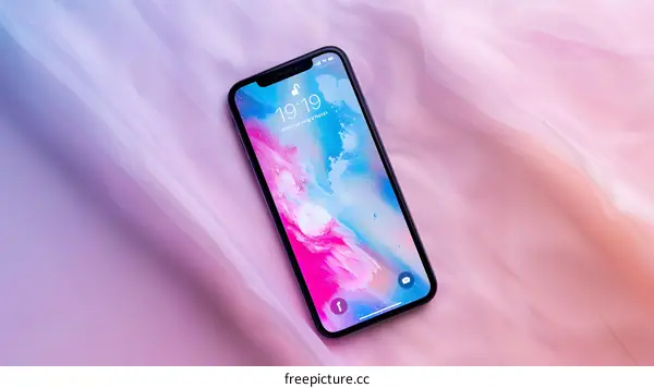 Modern Smartphone With Colorful Abstract Background