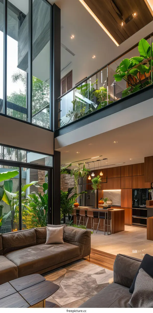 Modern Family House with Tropical Courtyard