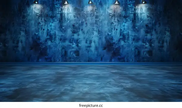 Blue Concrete Wall with Lights