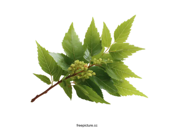 [Transparent Background PNG]Fresh Green Branch with Leaves and Buds