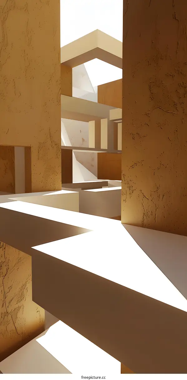 Abstract Minimalist Architecture with Brown and Beige Walls
