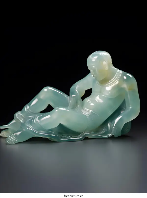 Jade Sculpture of a Reclining Figure