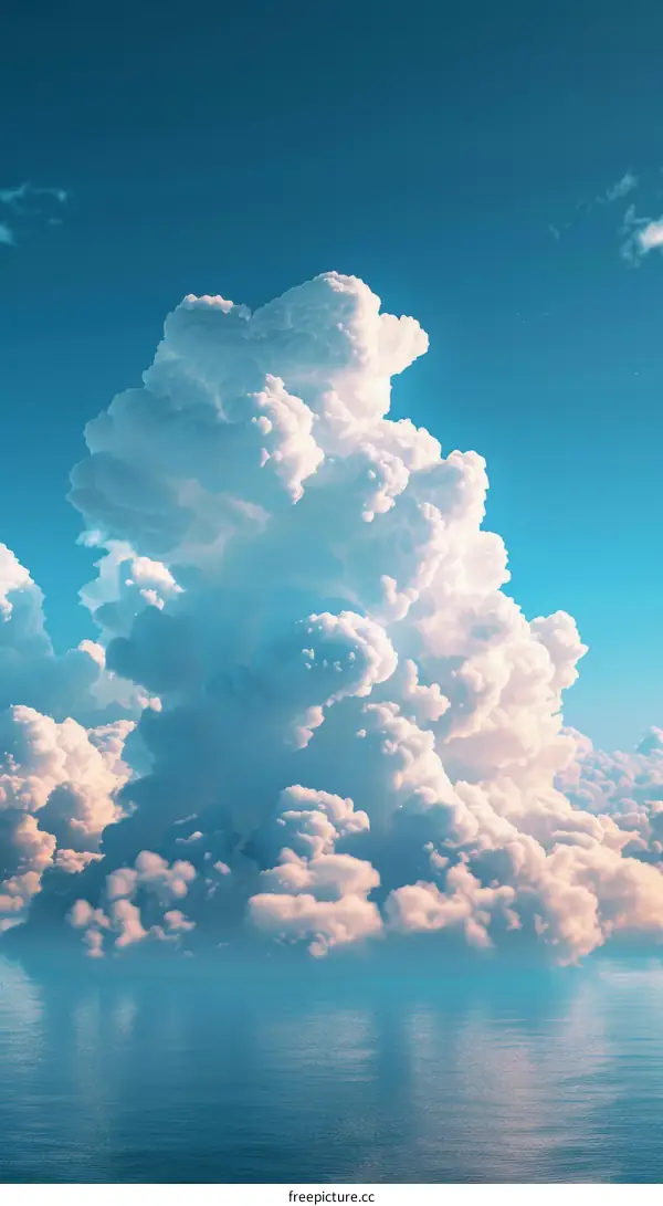 Beautiful Sky with Fluffy Clouds over Calm Water