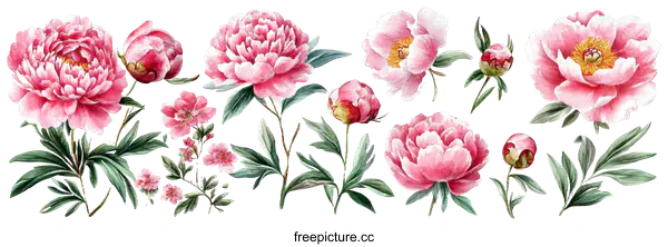 [Transparent Background PNG]Watercolor Peony Floral Arrangement