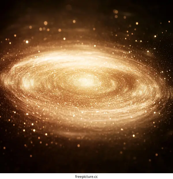Spiral Galaxy Illustration in Gold Tones