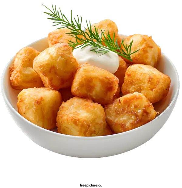 [Transparent Background PNG]Fried potato cubes with sour cream