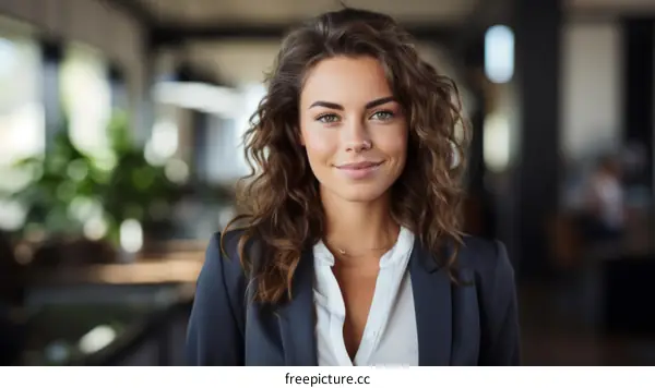 Portrait of a young businesswoman smiling in an office environment