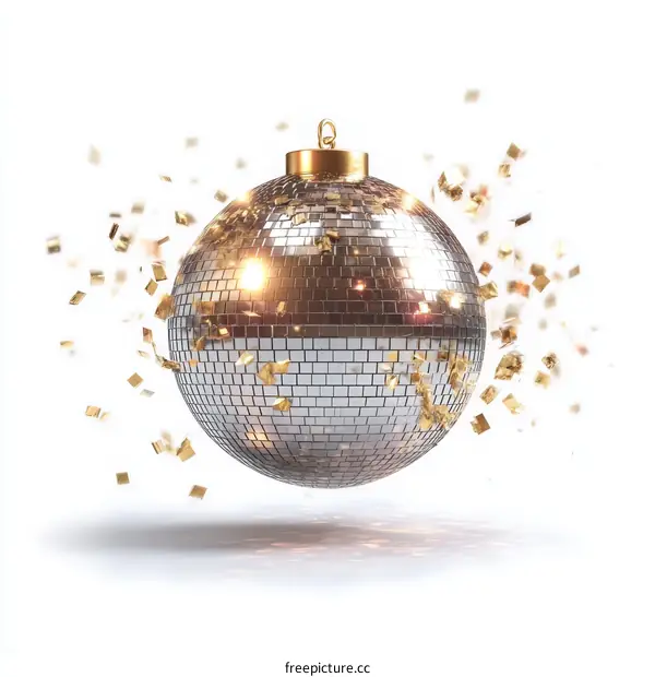 Disco Ball with Golden Confetti Illustration