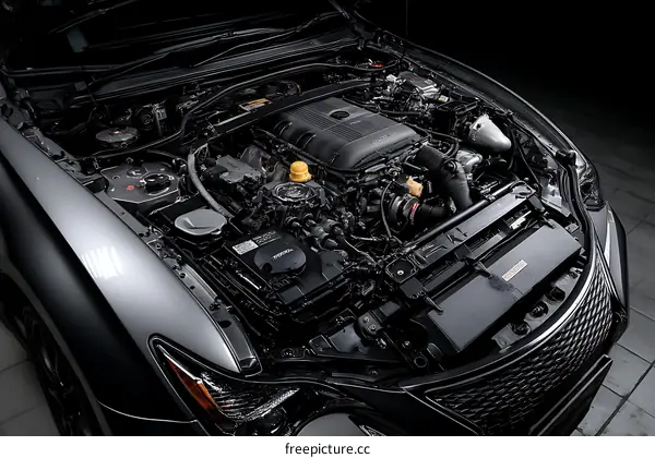 Close-up View of a Modern Car Engine