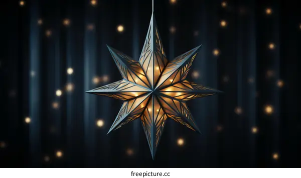 Blue and gold glowing Christmas star