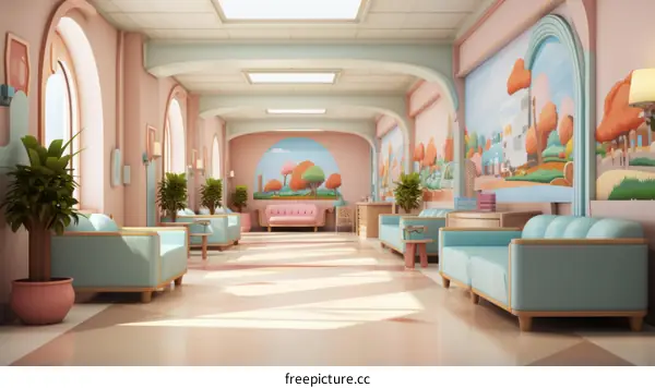 Retro Futuristic Hospital Waiting Room