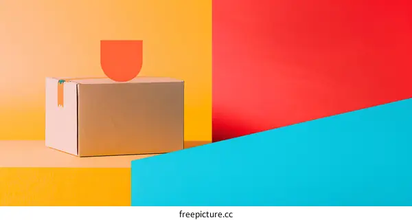 Brown Cardboard Box on Colorful Background