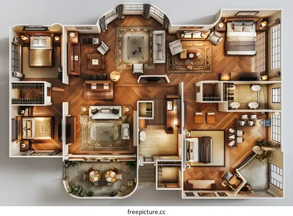 俯瞰视角下的现代公寓