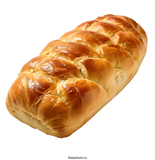 [Transparent Background PNG]Freshly Baked Challah Bread Loaf