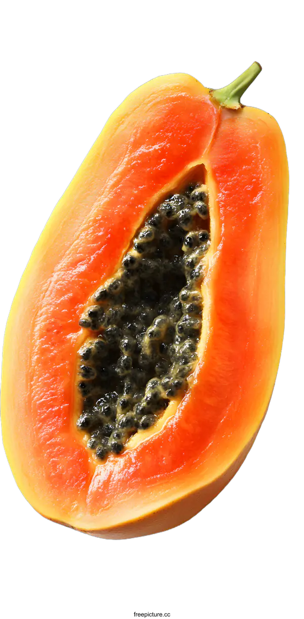 [Transparent Background PNG]Close Up Of A Freshly Cut Papaya Fruit