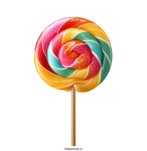 [Transparent Background PNG]Colorful Swirl Lollipop on White Background
