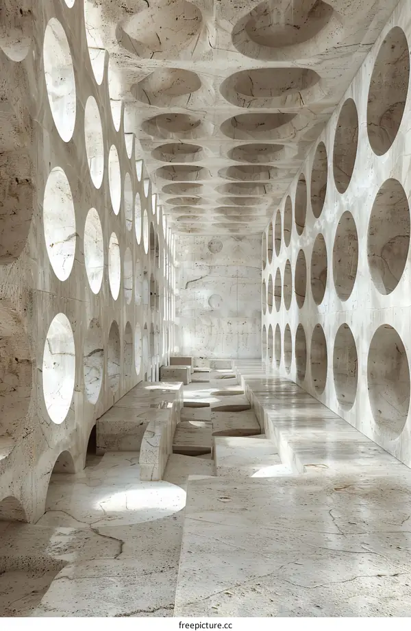 Abstract Interior Design with Circular Openings