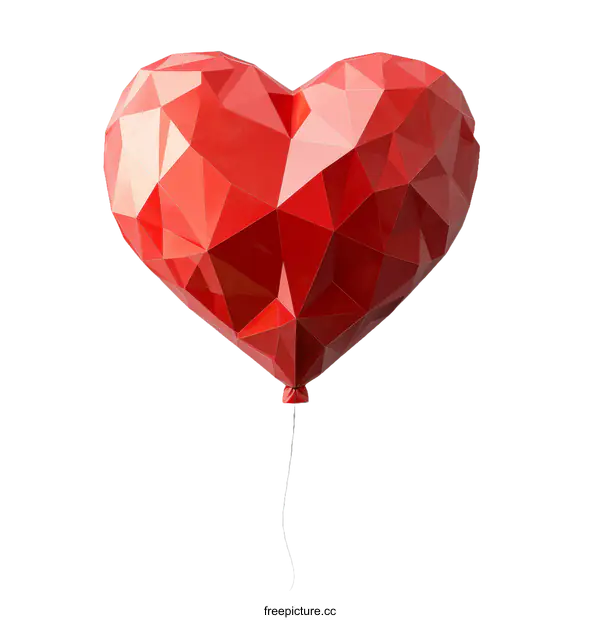 [Transparent Background PNG]Geometric Red Heart Balloon Illustration