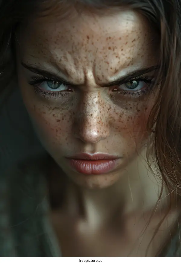 Close Up Portrait of a Woman with Freckles