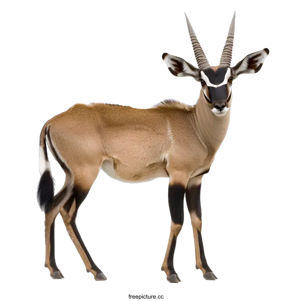 [Transparent Background PNG]Sable Antelope Standing on White Background