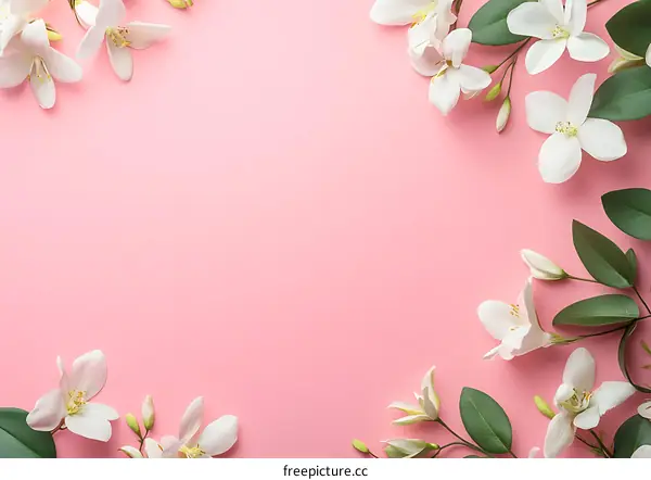 White Flowers on Pink Background