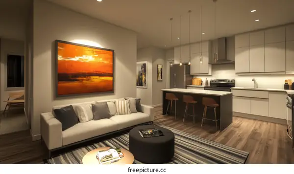 Modern Apartment Living Space Interior Design