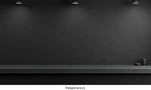 Empty Black Display Shelf with Lighting