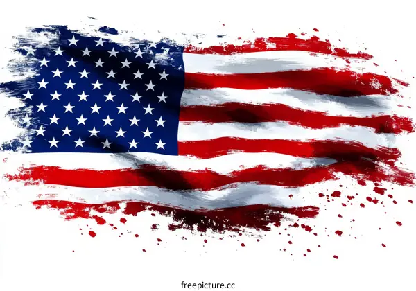 American Flag with Brush Strokes Illustration