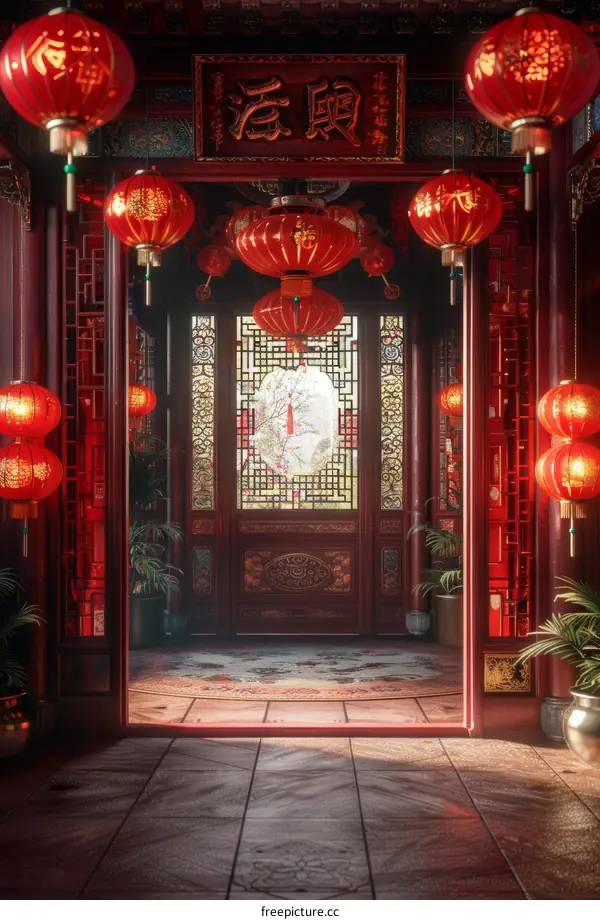 Traditional Chinese Style Interior Design Illustration