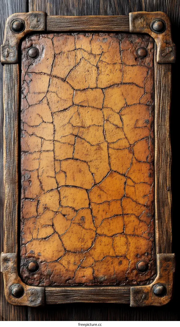 Vintage Cracked Leather Panel Decor