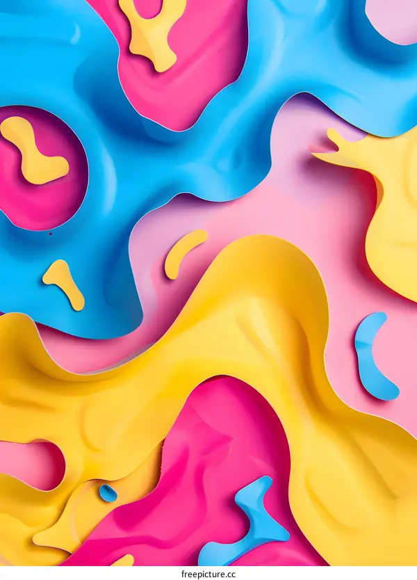 Abstract Paper Background in Blue Pink Yellow Colors