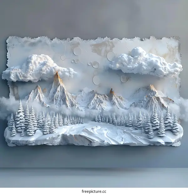 Snowy Mountain 3D Wall Art