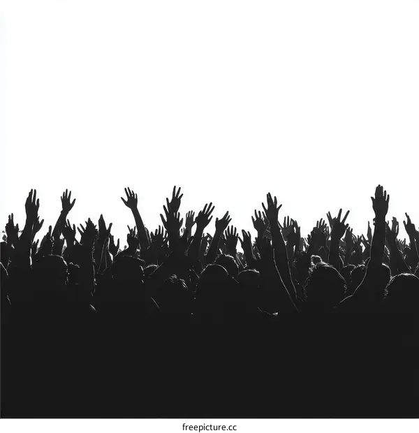 Silhouette Crowd Raising Hands at Concert