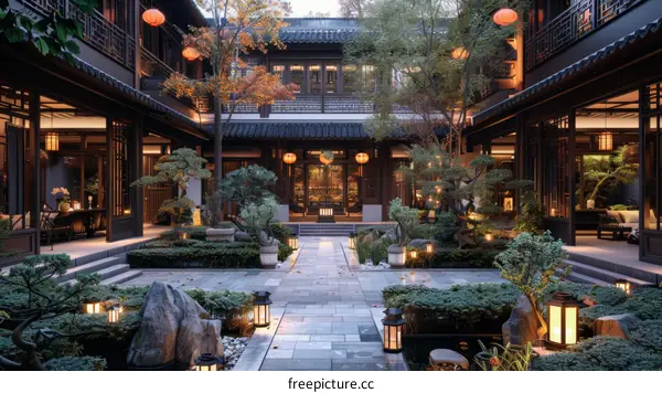 Courtyard with traditional chinese architecture
