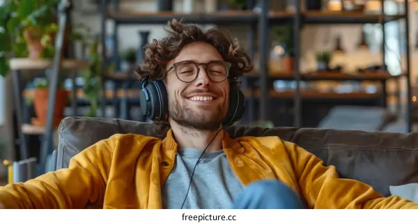 Relaxing at home with music